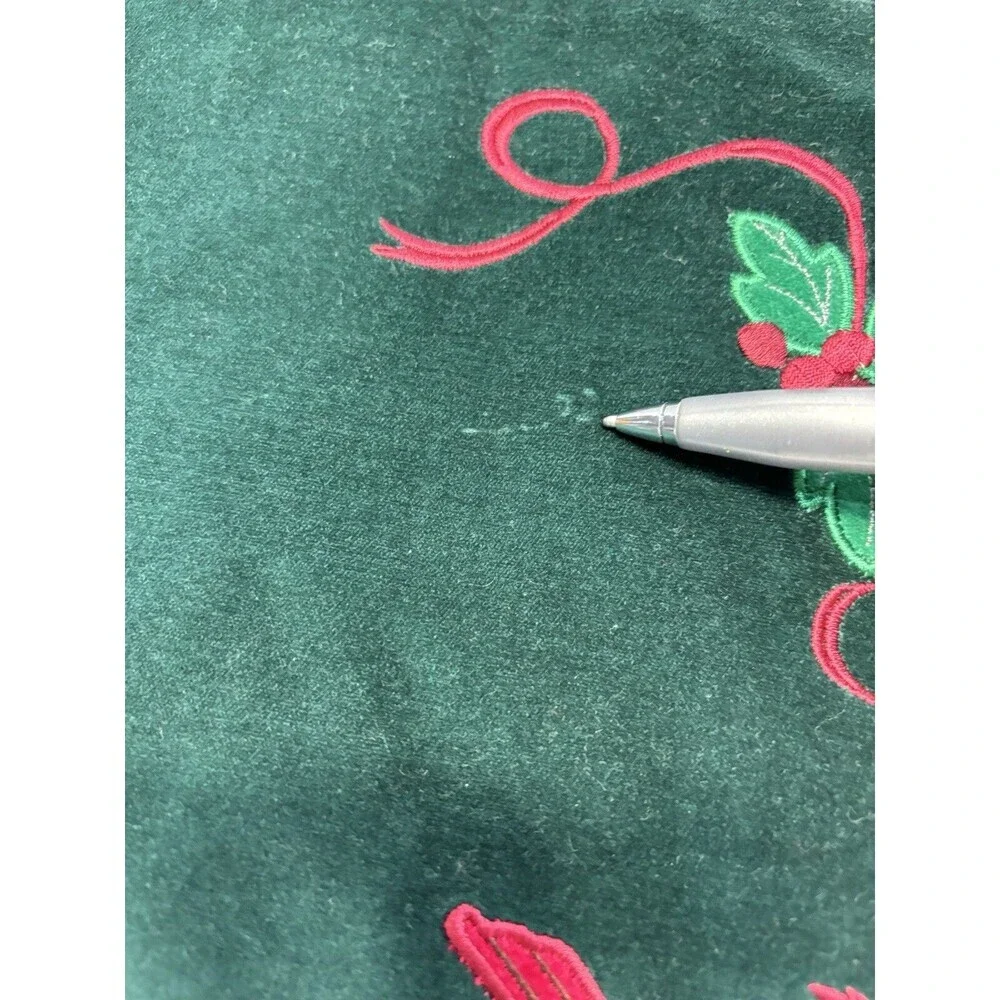 Christmas Placemats Quilted Embroidered Velvet Cardinal Holly Set of 4 13x17